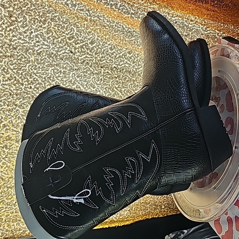 I New w/ o tags SmartFit black cowboy boots New wild western kicks boys sz 4 - Picture 9 of 9